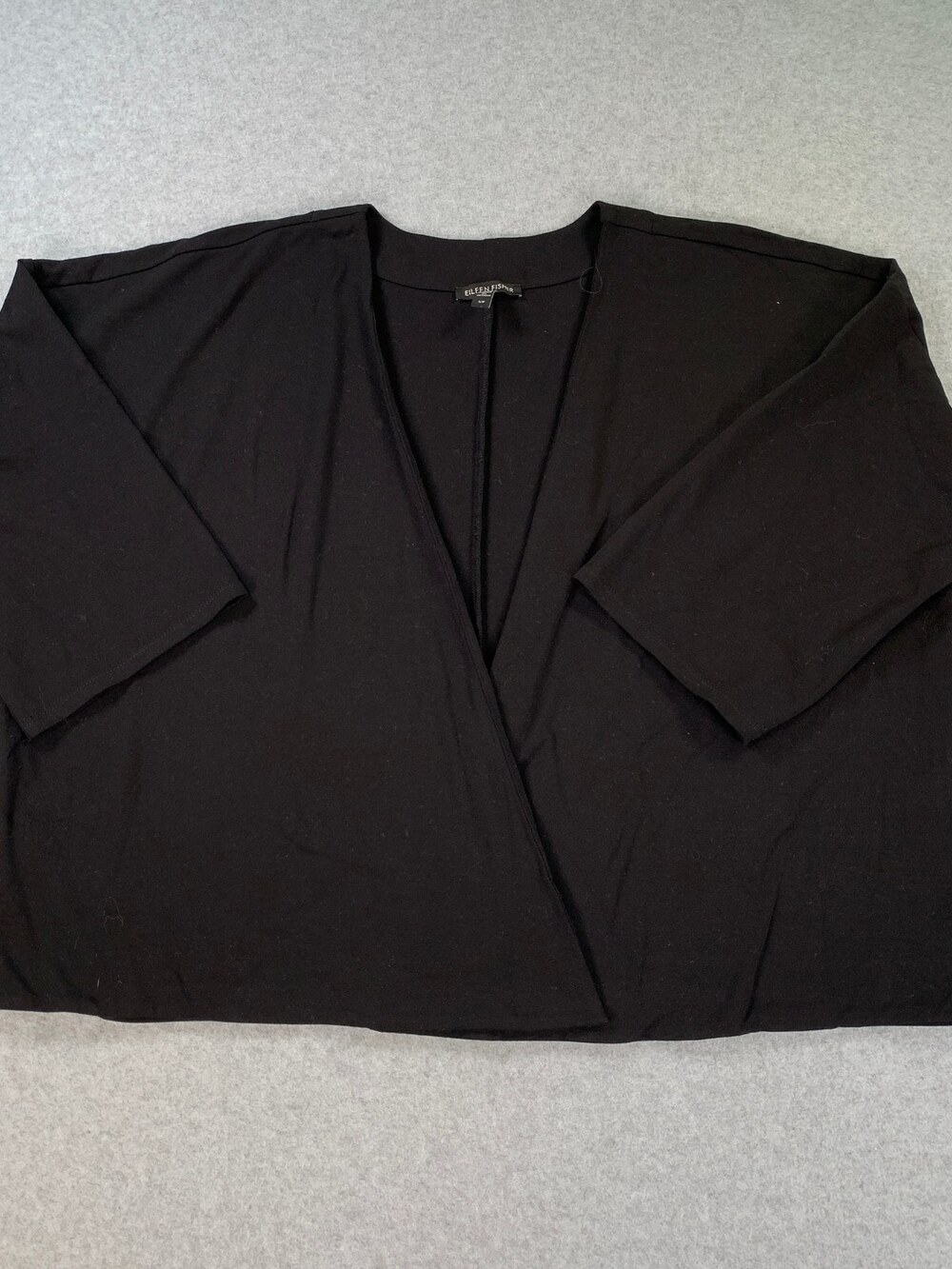Eileen Fisher Open-Front Cardigan Jacket Black Tencel Knit Women's Size Small